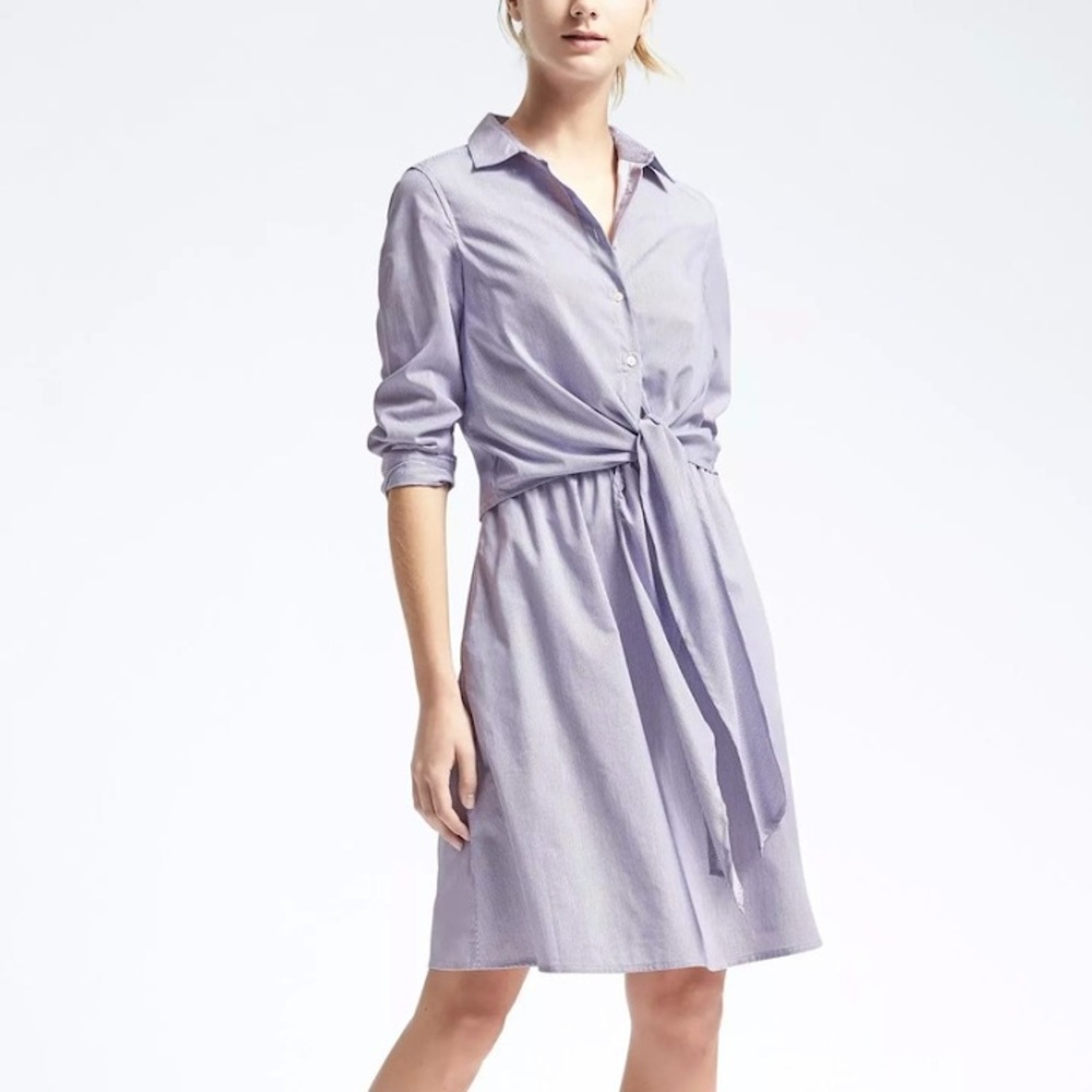 Banana Republic Stripe Tie-Waist Shirtdress 12/ 14